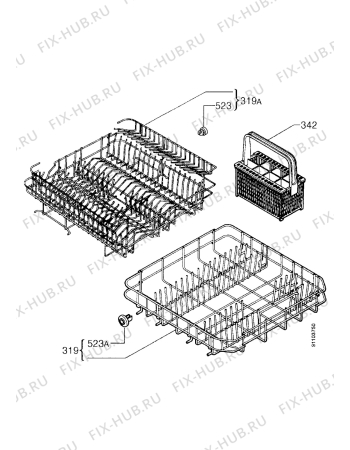 Взрыв-схема посудомоечной машины Zanussi ZDM6814W - Схема узла Baskets, tubes 061